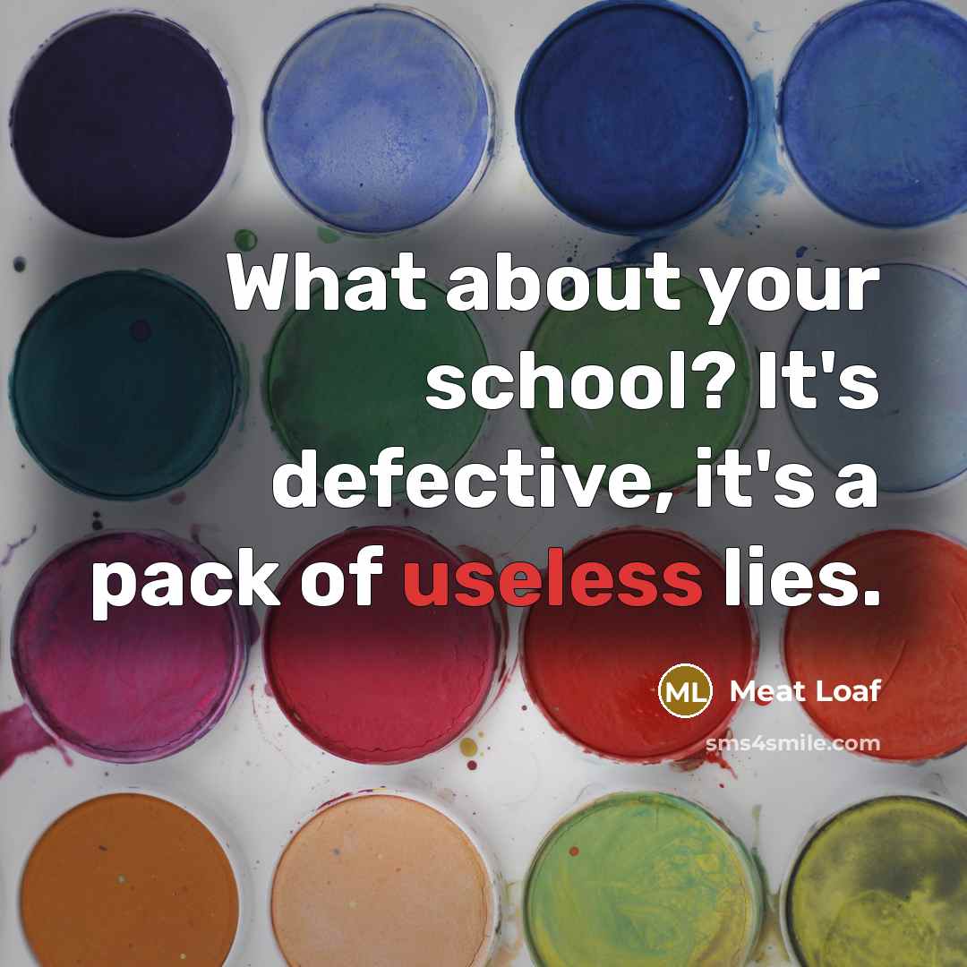 “What about your school? It's defective, it's a pack of…” quote by Meat Loaf