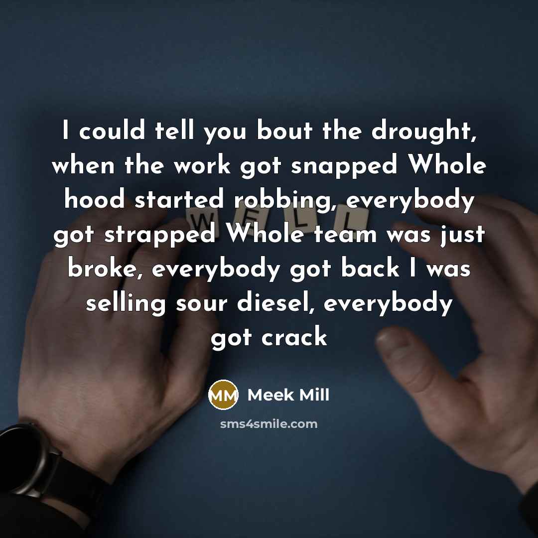 “I could tell you bout the drought, when the work…” quote by Meek Mill