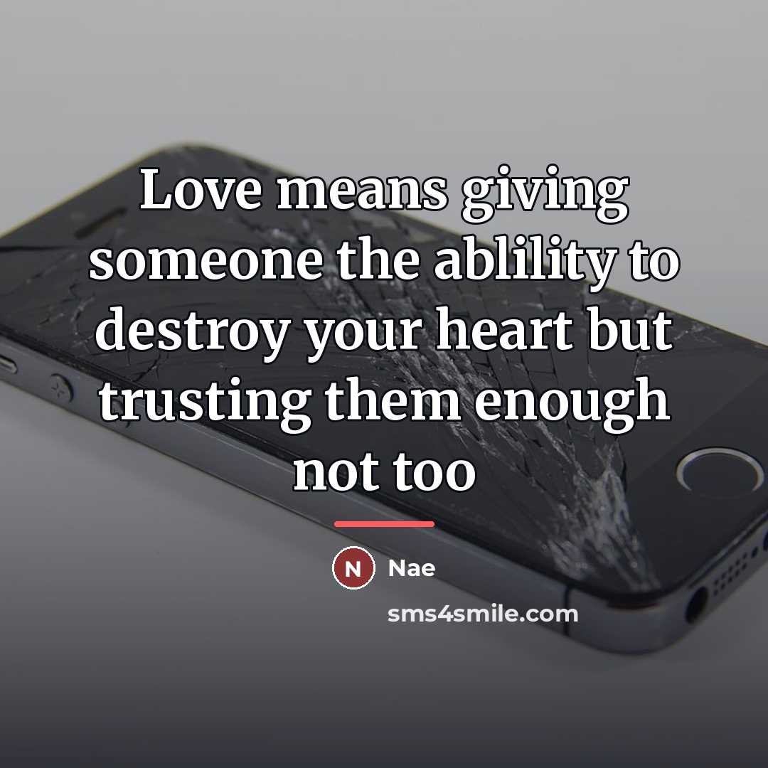 “Love means giving someone the ablility to destroy your heart…” quote by Nae