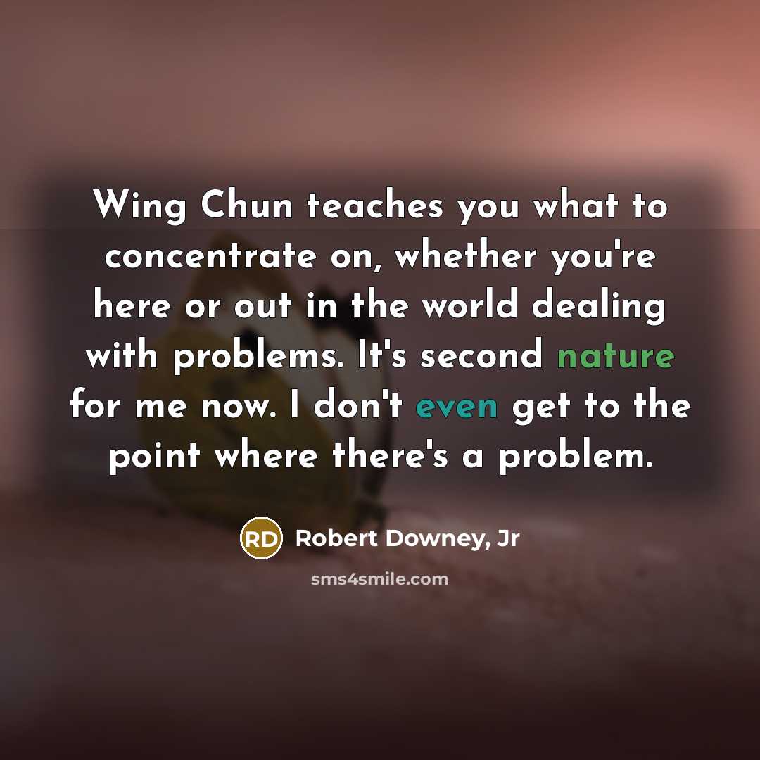 “Wing Chun teaches you what to concentrate on, whether you're…” quote by Robert Downey, Jr