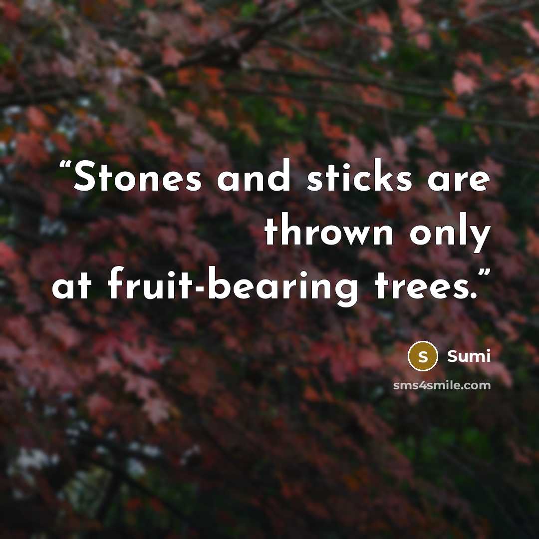 “Stones and sticks are thrown only at fruit-bearing trees.” quote by Sumi