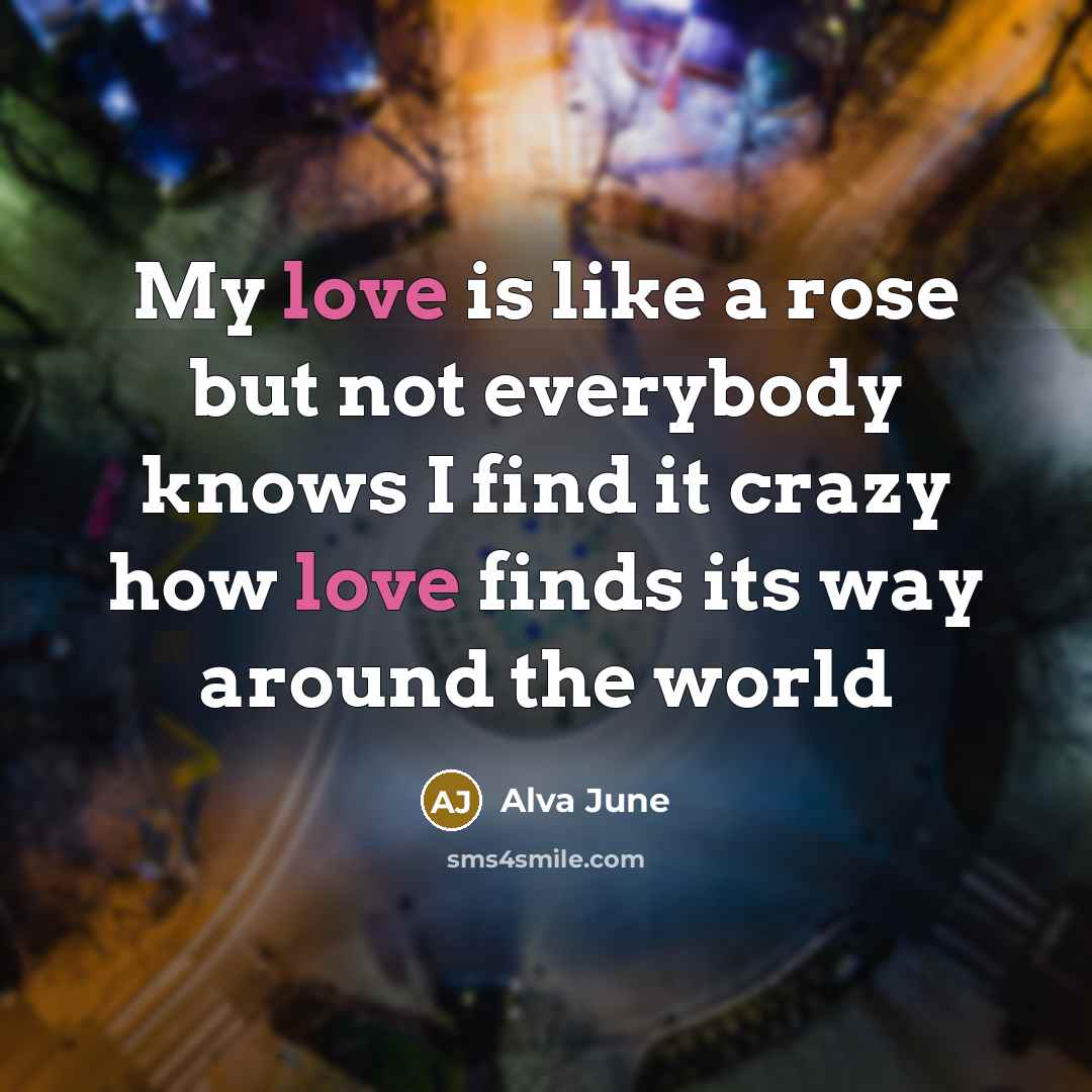 “My love is like a rose but not everybody knows…” quote by Alva June