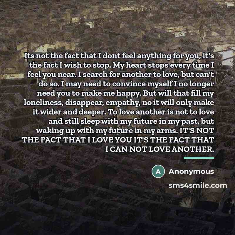 “Its not the fact that I dont feel anything for…” quote by Anonymous
