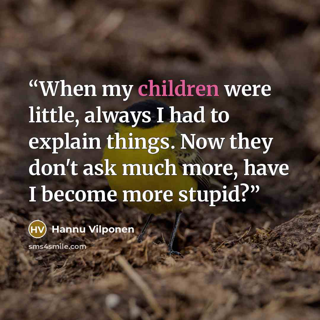 “When my children were little, always I had to explain things. Now they don't ask much more, have I become more stupid?” quote by Hannu Vilponen