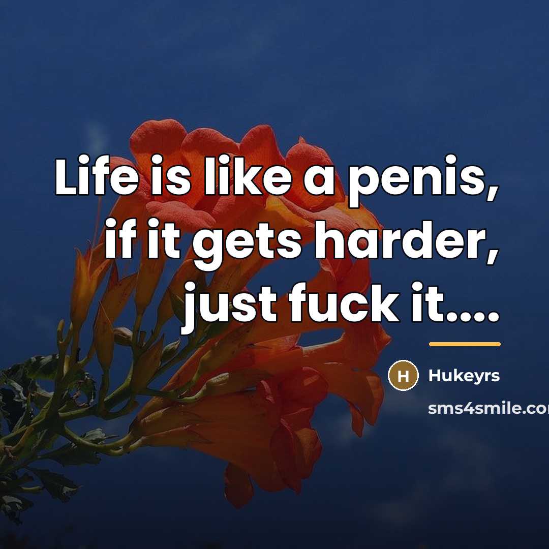 “Life is like a penis, if it gets harder, just…” quote by Hukeyrs