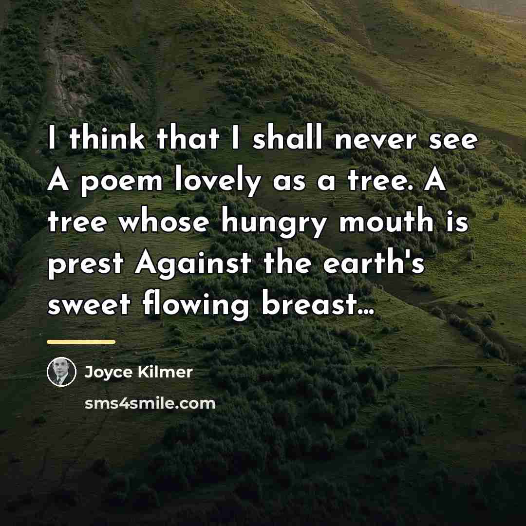 “I think that I shall never see A poem lovely…” quote by Joyce Kilmer