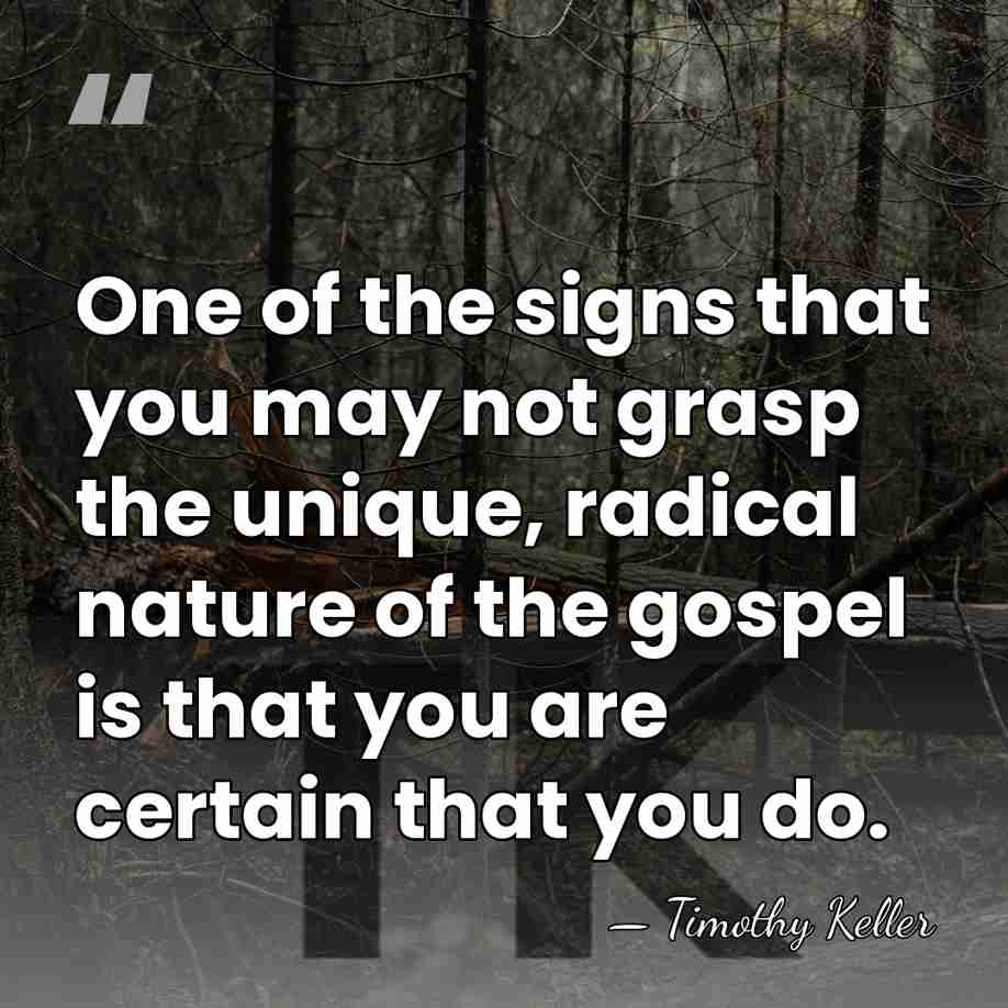 One of the signs that you may not grasp the unique, radical&hellip; - Timothy Keller