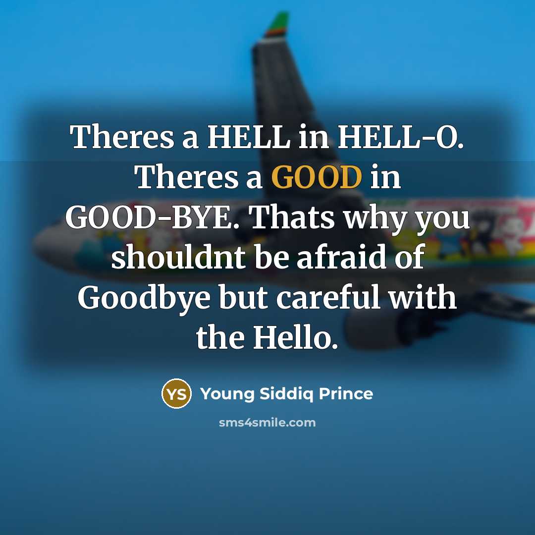 “Theres a HELL in HELL-O. Theres a GOOD in GOOD-BYE.…” quote by Young Siddiq Prince