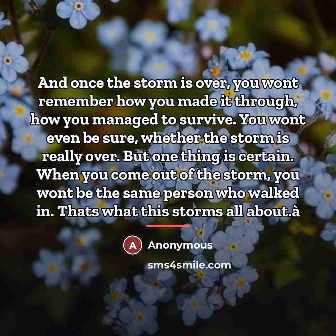 “And once the storm is over, you wont remember how…” quote by Anonymous