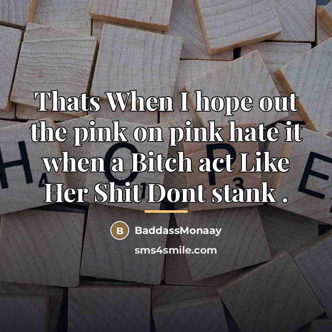 “Thats When I hope out the pink on pink hate…” quote by BaddassMonaay