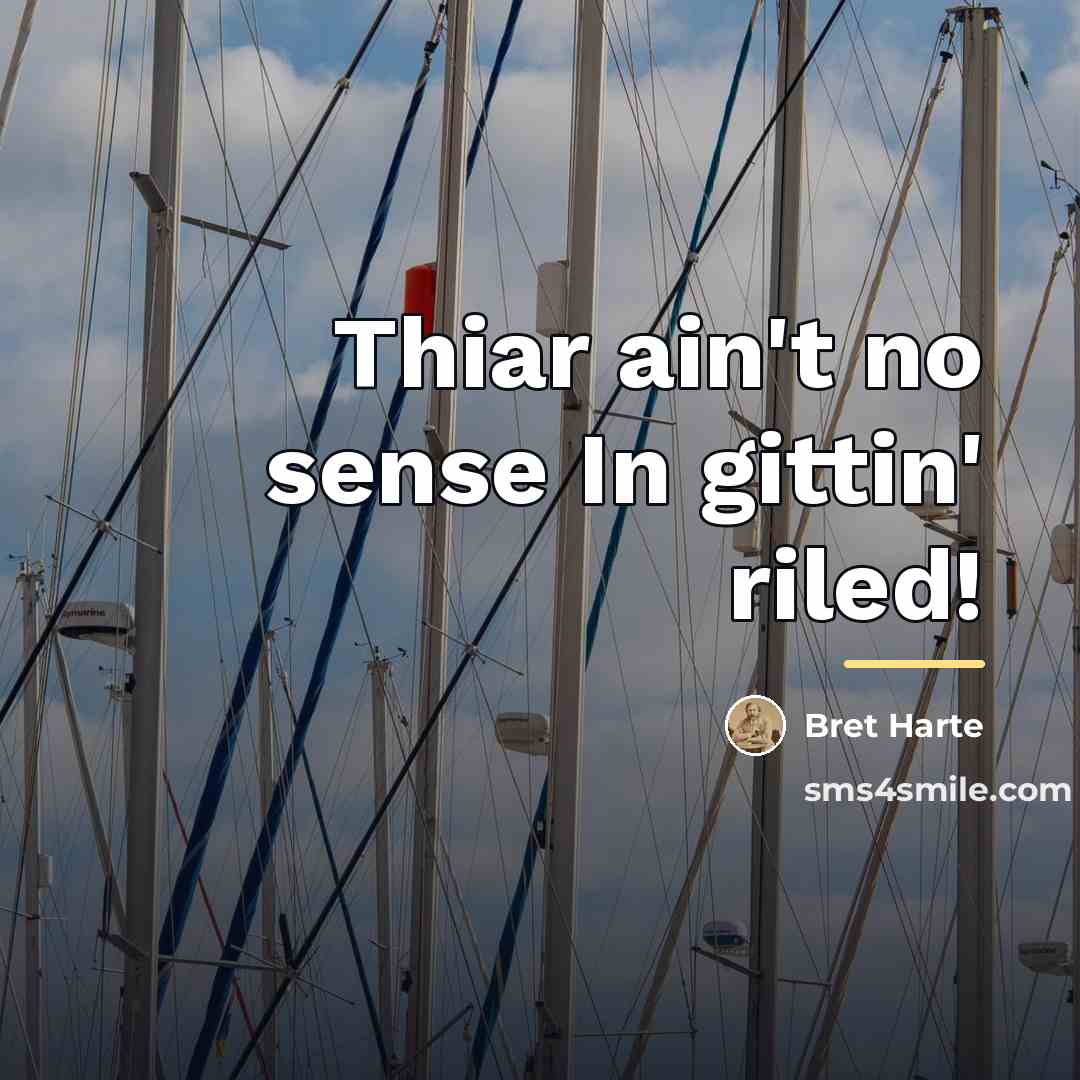 “Thiar ain't no sense In gittin' riled!…” quote by Bret Harte