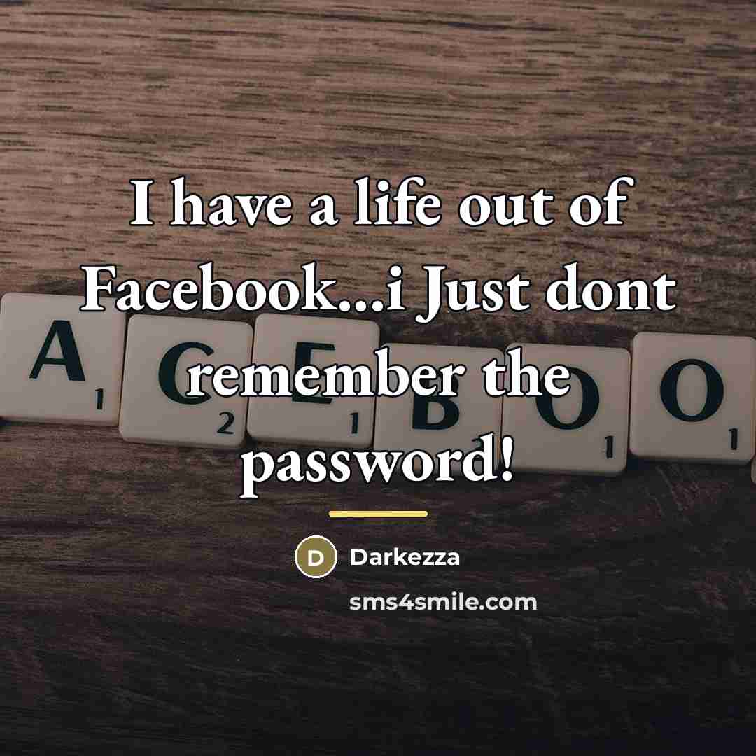 “I have a life out of Facebook...i Just dont remember…” quote by Darkezza