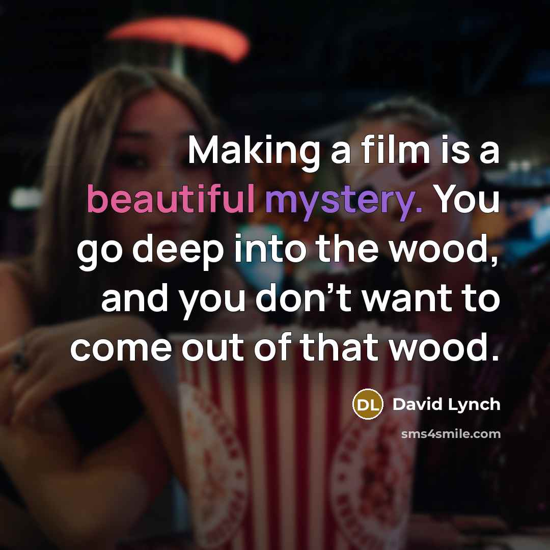 “Making a film is a beautiful mystery. You go deep…” quote by David Lynch