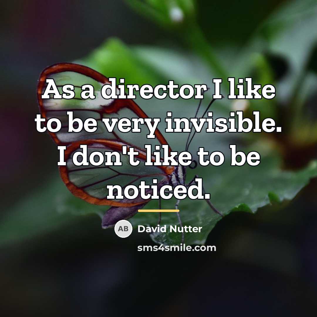 “As a director I like to be very invisible. I…” quote by David Nutter