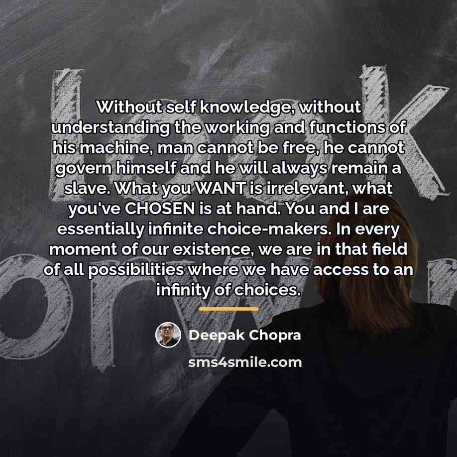 “Without self knowledge, without understanding the working and functions of…” quote by Deepak Chopra