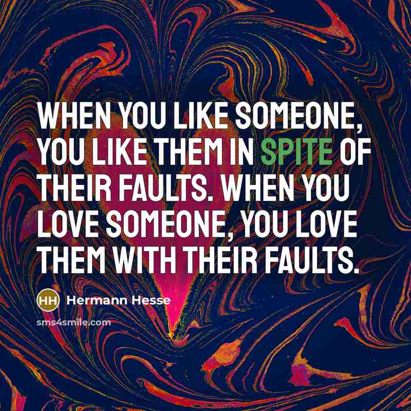 “When you like someone, you like them in spite of…” quote by Hermann Hesse