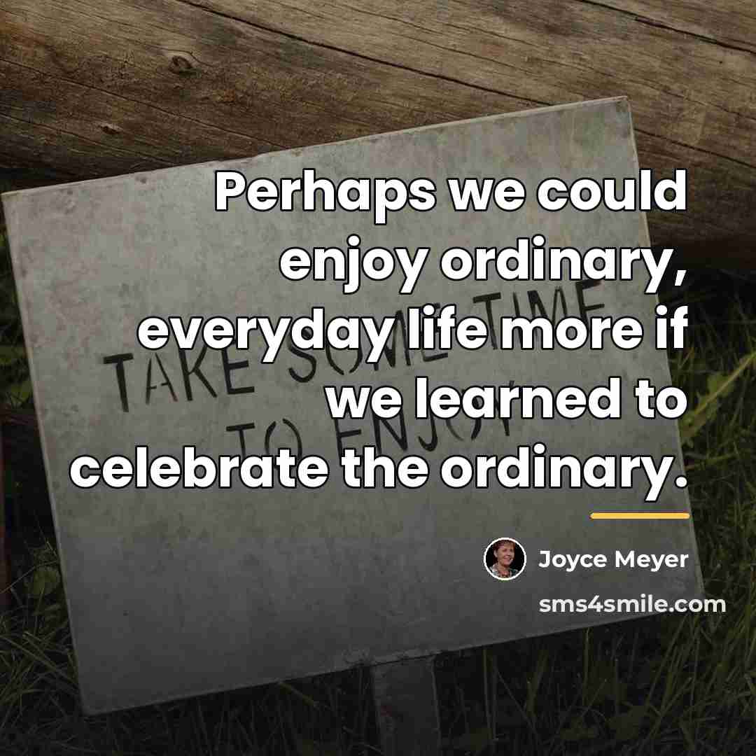 “Perhaps we could enjoy ordinary, everyday life more if we…” quote by Joyce Meyer