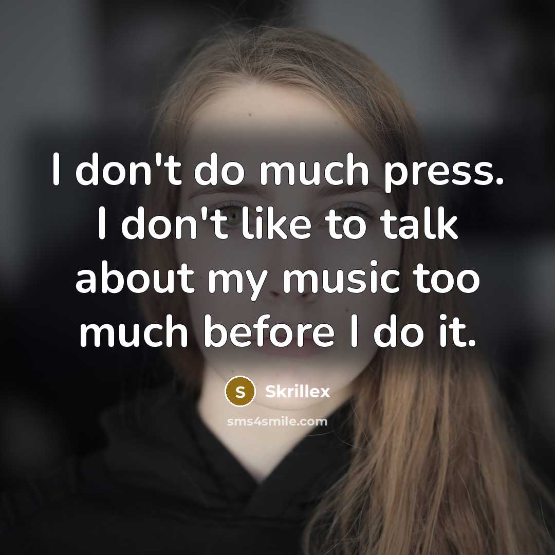 “I don't do much press. I don't like to talk…” quote by Skrillex