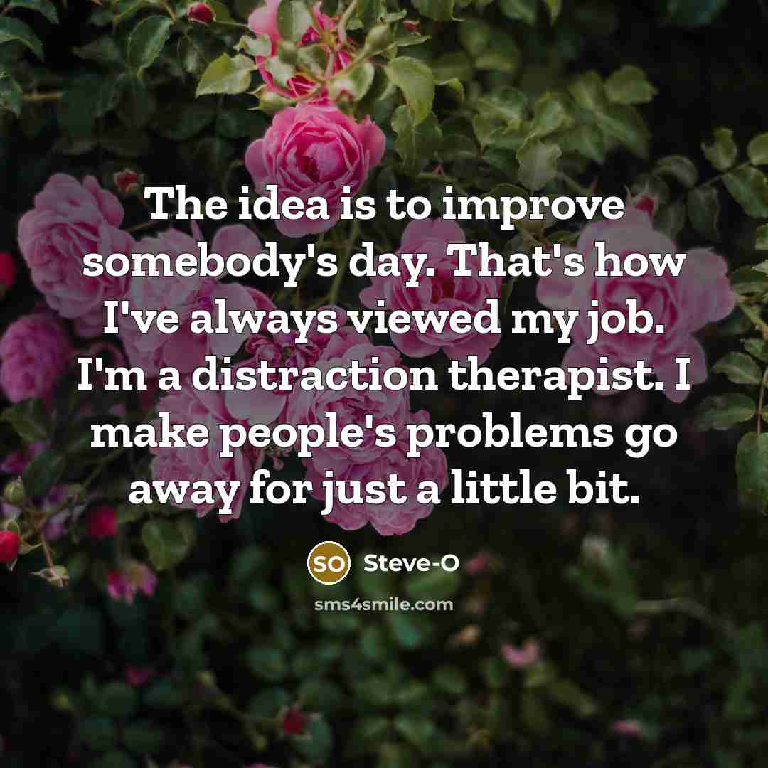 “The idea is to improve somebody's day. That's how I've…” quote by Steve-O