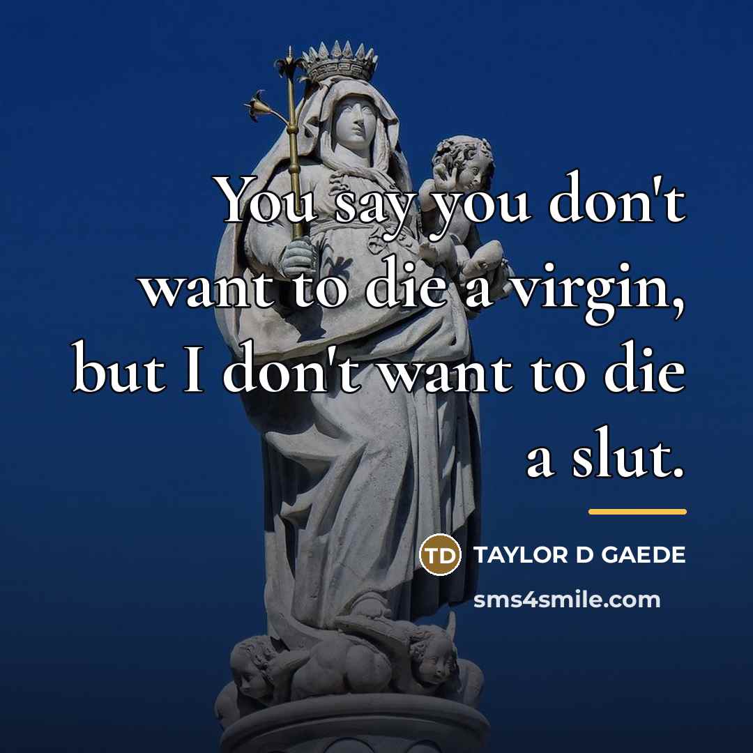 “You say you don't want to die a virgin, but…” quote by Taylor D Gaede