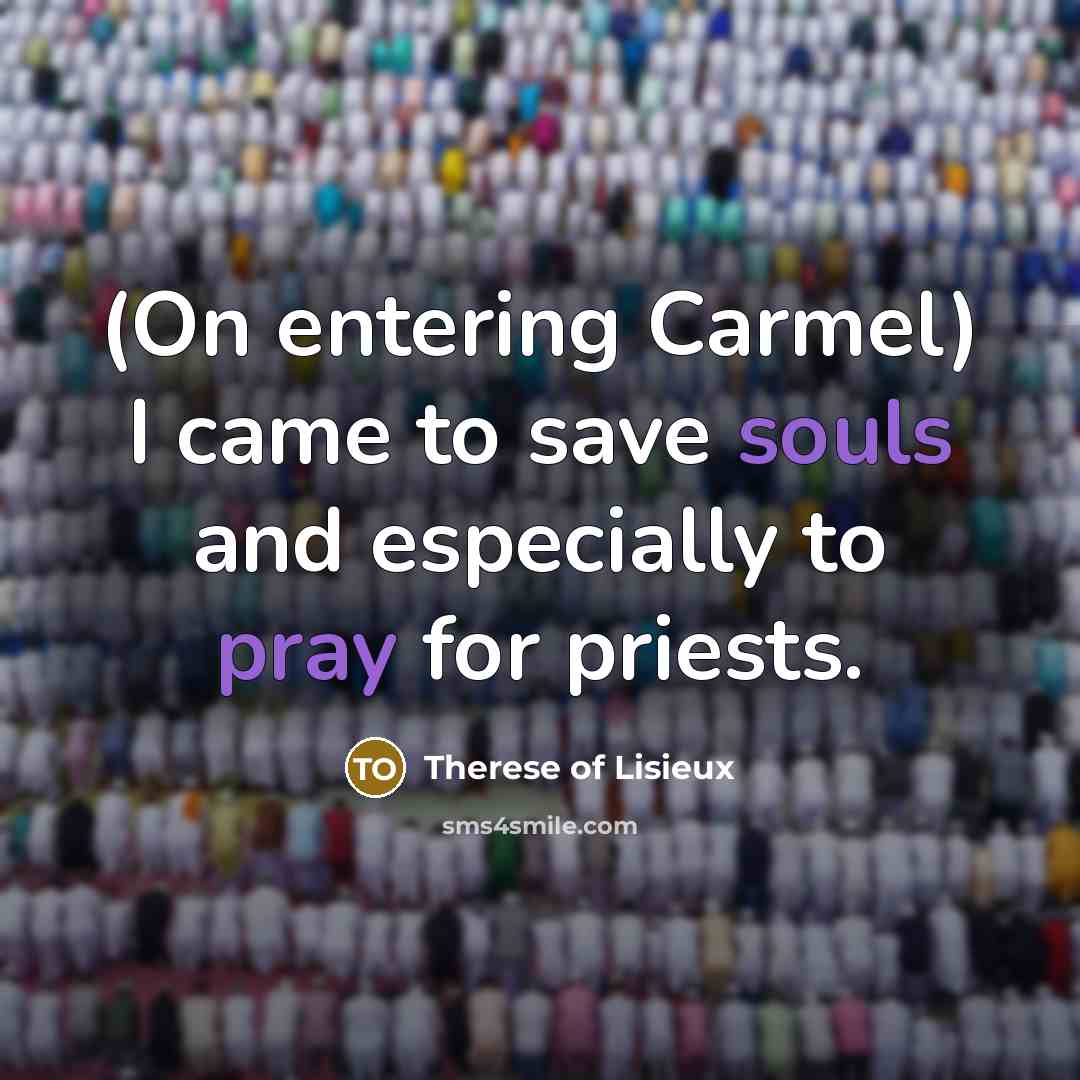 “(On entering Carmel) I came to save souls and especially…” quote by Therese of Lisieux
