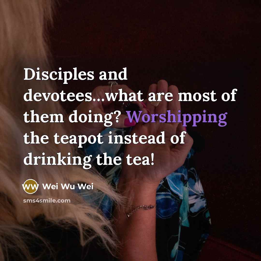 “Disciples and devotees…what are most of them doing? Worshipping the teapot instead of drinking the tea!” quote by Wei Wu Wei