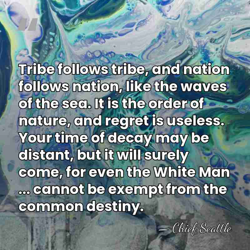 Tribe follows tribe, and nation follows nation, like the waves of the&hellip; - Chief Seattle