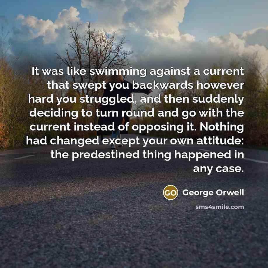 “It was like swimming against a current that swept you…” quote by George Orwell