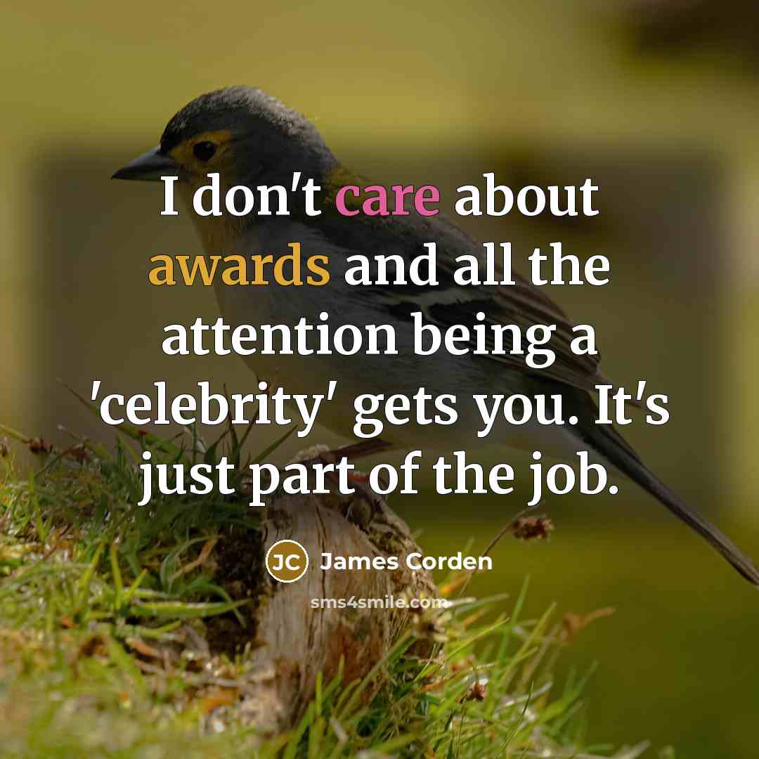 “I don't care about awards and all the attention being…” quote by James Corden