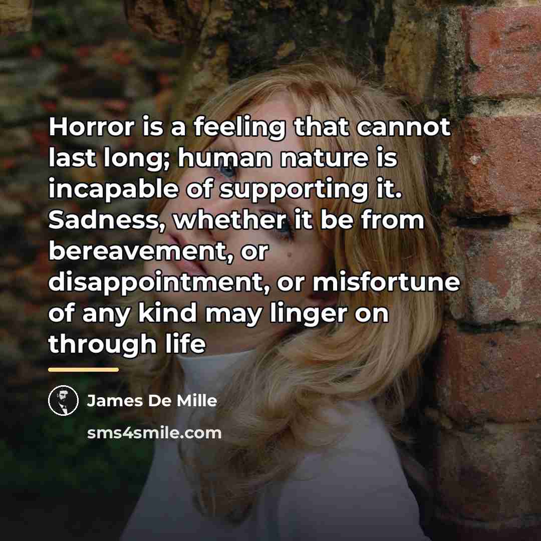 “Horror is a feeling that cannot last long; human nature…” quote by James De Mille