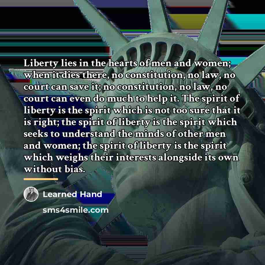“Liberty lies in the hearts of men and women; when…” quote by Learned Hand