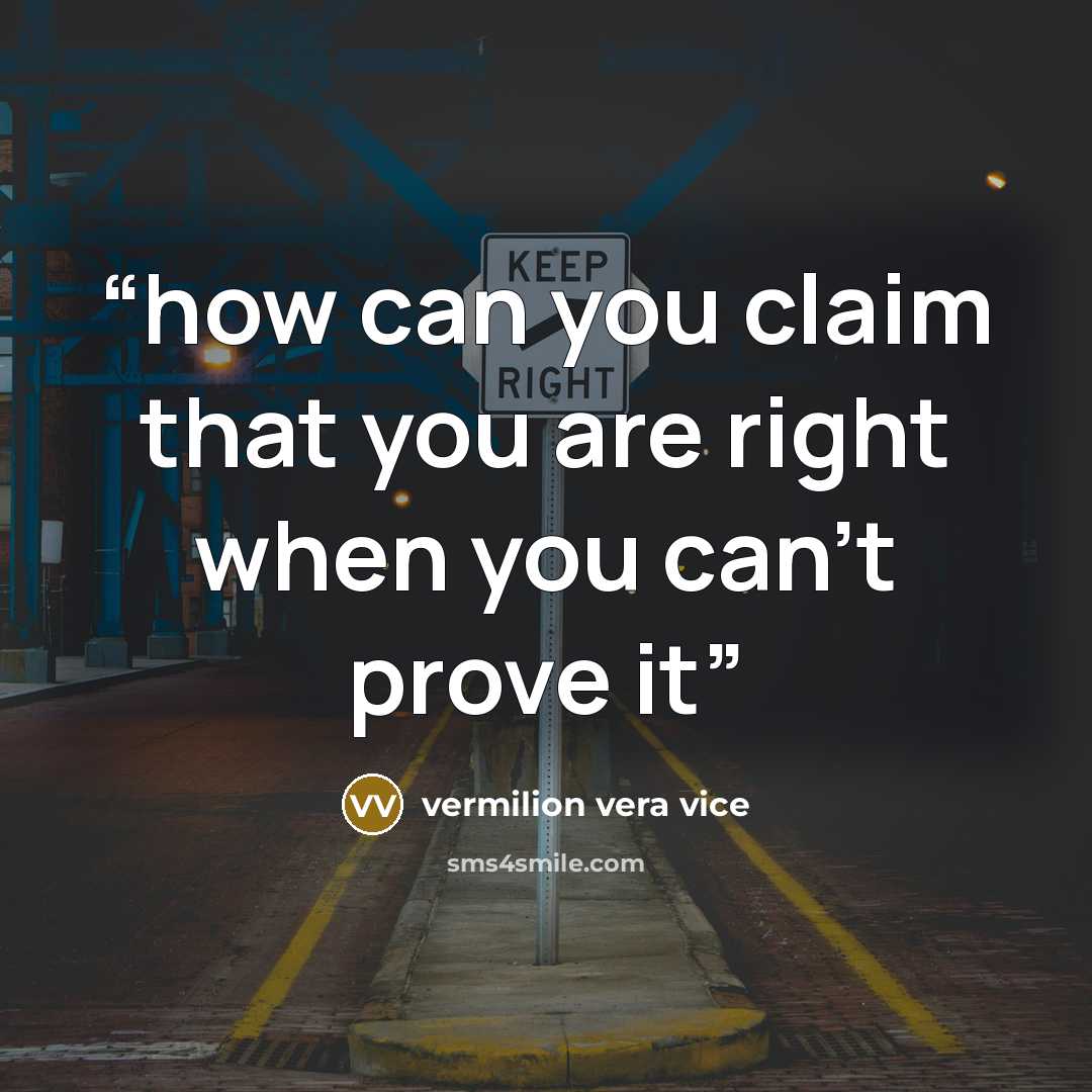 “how can you claim that you are right when you can't prove it” quote by vermilion vera vice