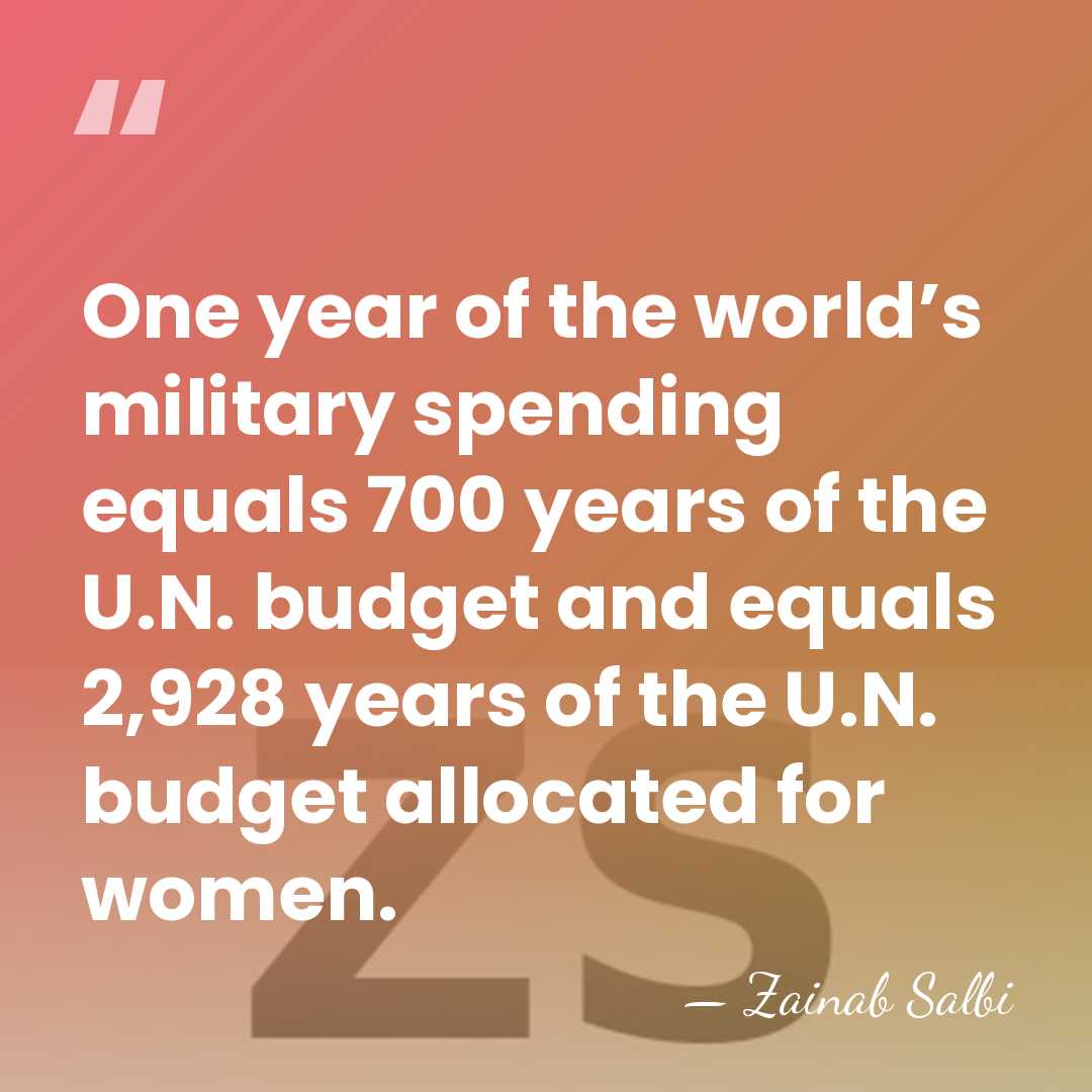 One year of the world’s military spending equals 700 years of the&hellip; - Zainab Salbi