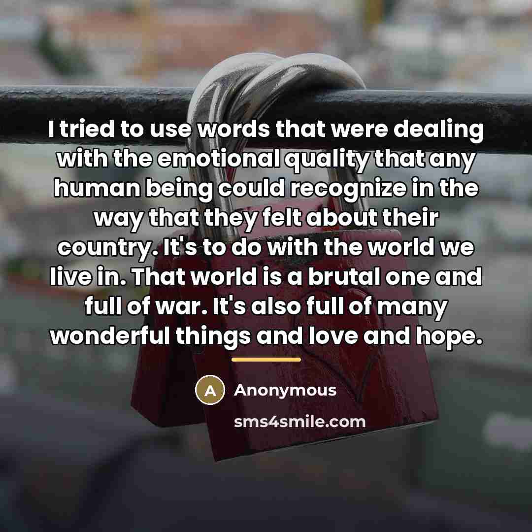 “I tried to use words that were dealing with the…” quote by Anonymous
