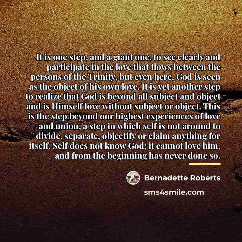 “It is one step, and a giant one, to see…” quote by Bernadette Roberts