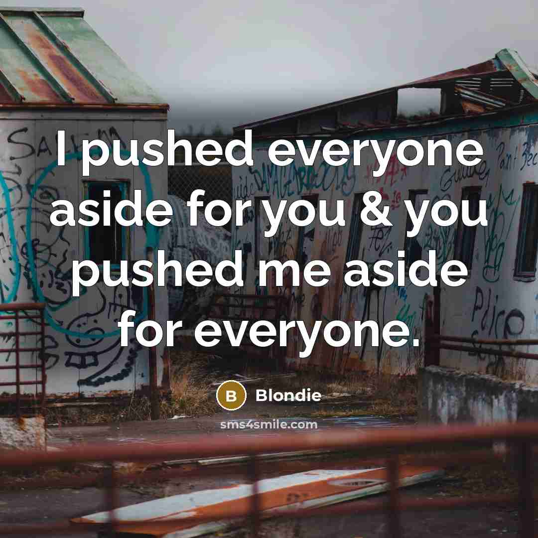 “I pushed everyone aside for you & you pushed me…” quote by Blondie