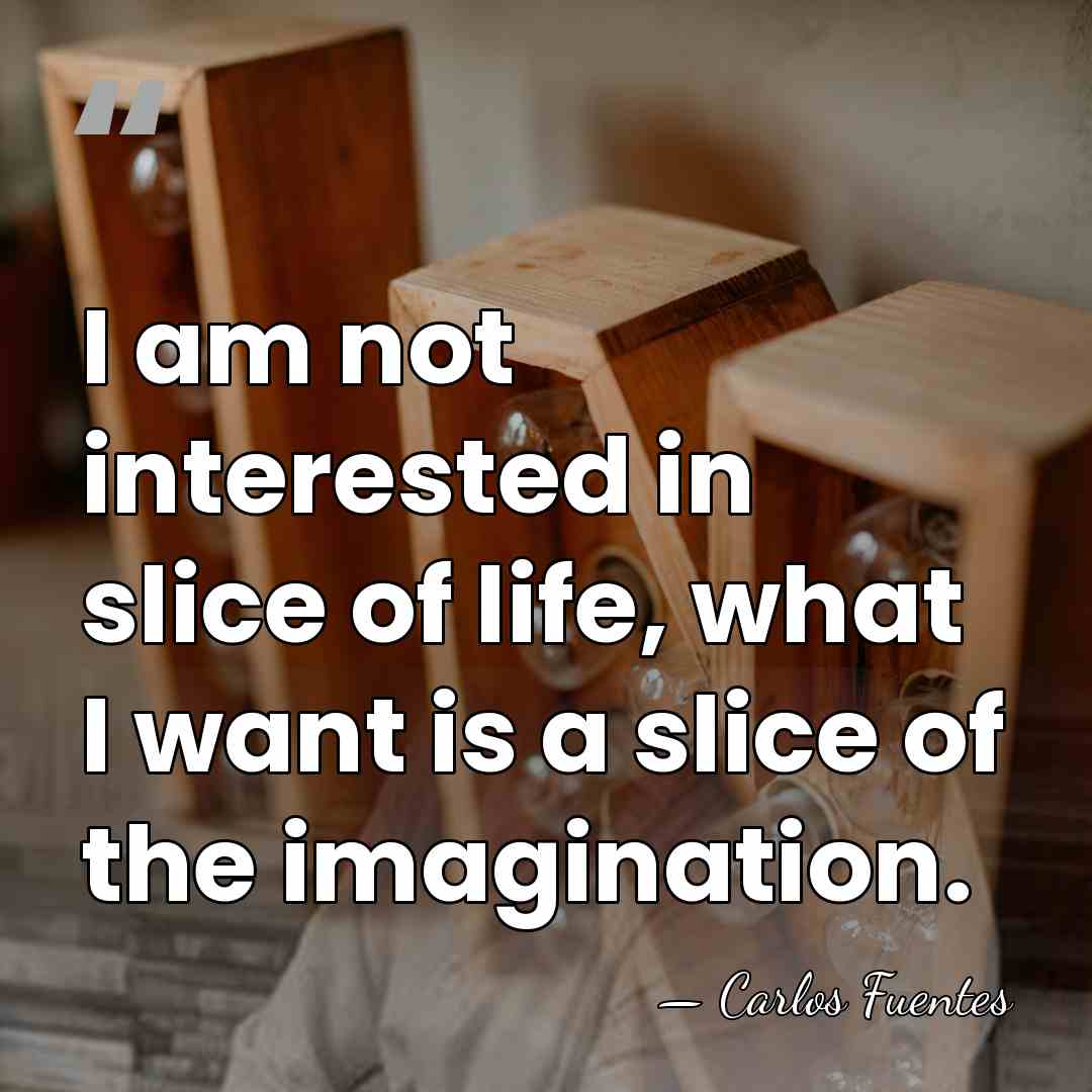 I am not interested in slice of life, what I want is&hellip; - Carlos Fuentes