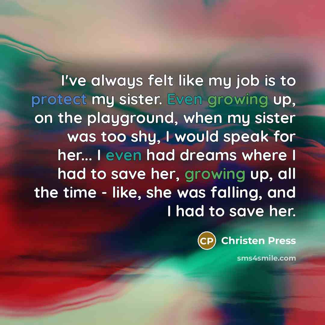 “I've always felt like my job is to protect my…” quote by Christen Press