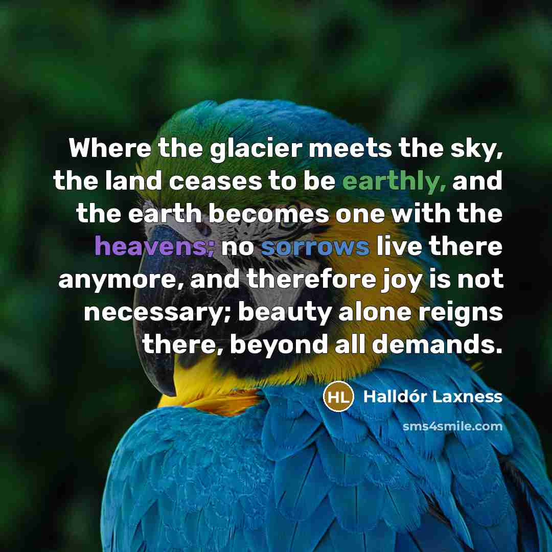 “Where the glacier meets the sky, the land ceases to…” quote by Halldór Laxness