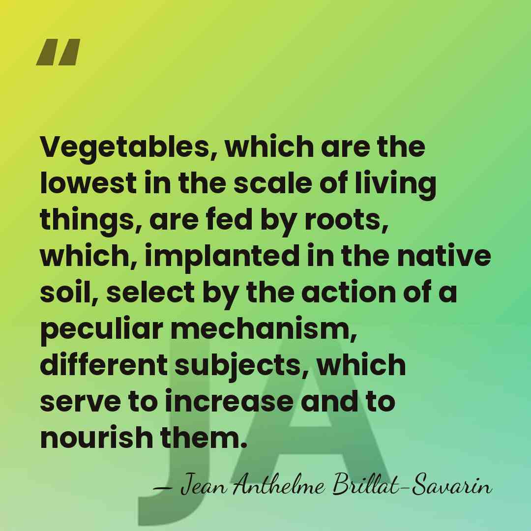 Vegetables, which are the lowest in the scale of living things, are&hellip; - Jean Anthelme Brillat-Savarin