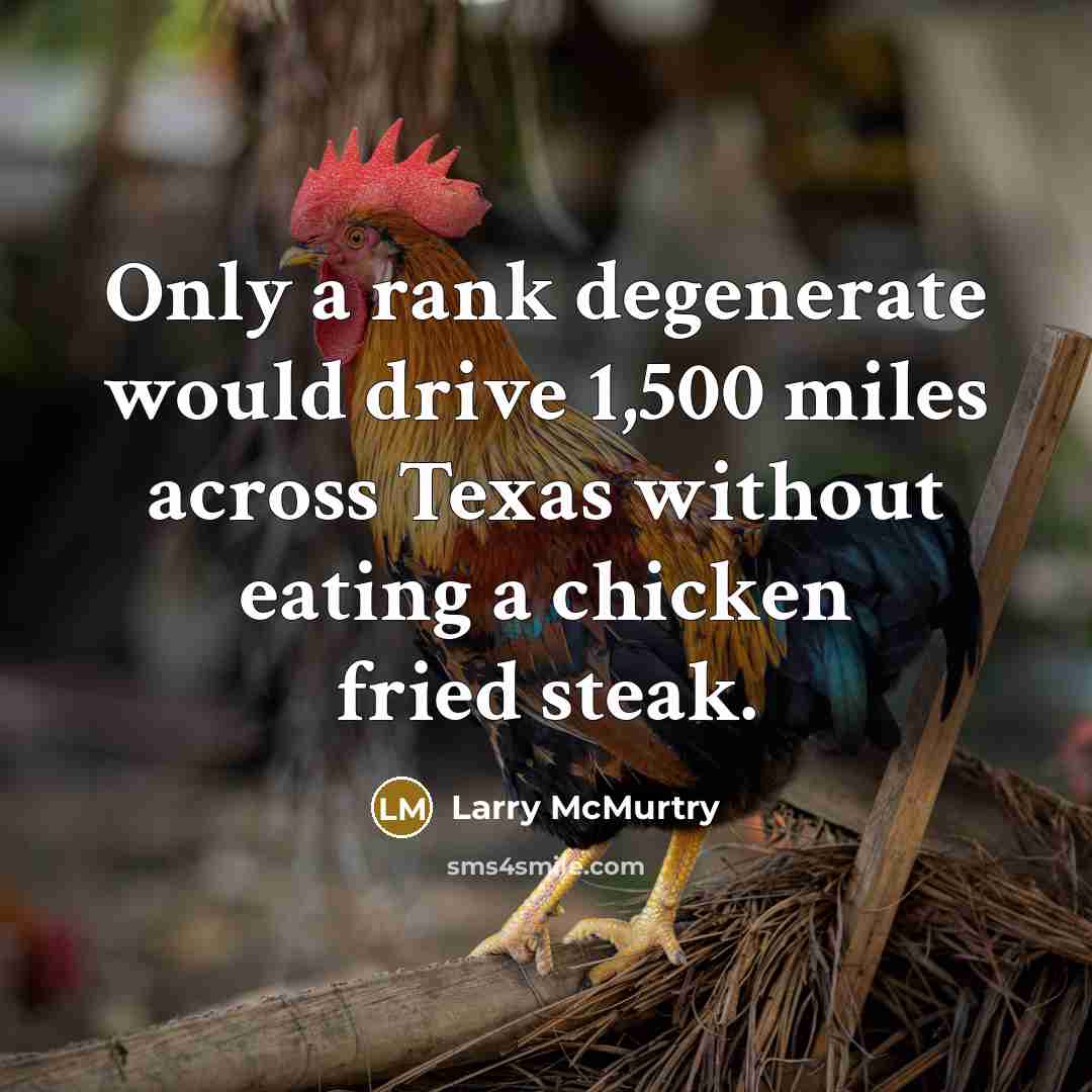 “Only a rank degenerate would drive 1,500 miles across Texas…” quote by Larry McMurtry