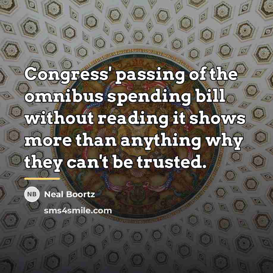 “Congress' passing of the omnibus spending bill without reading it…” quote by Neal Boortz
