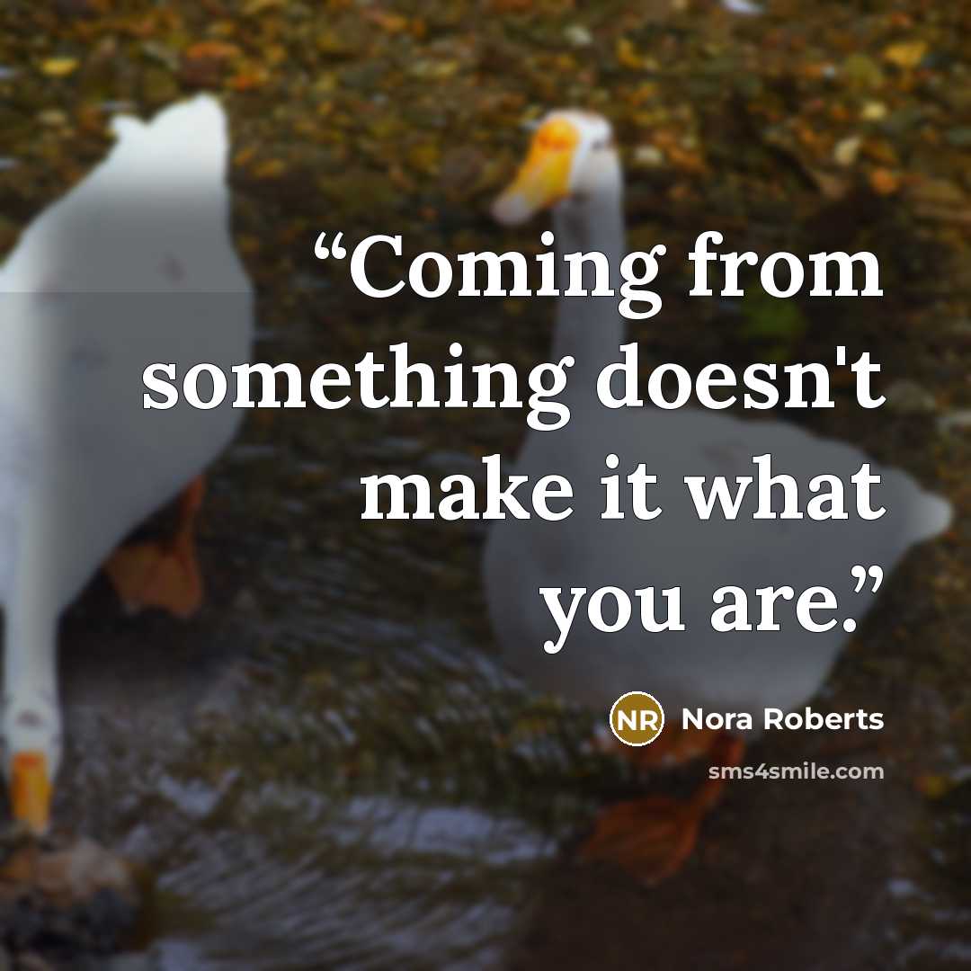 “Coming from something doesn't make it what you are.” quote by Nora Roberts