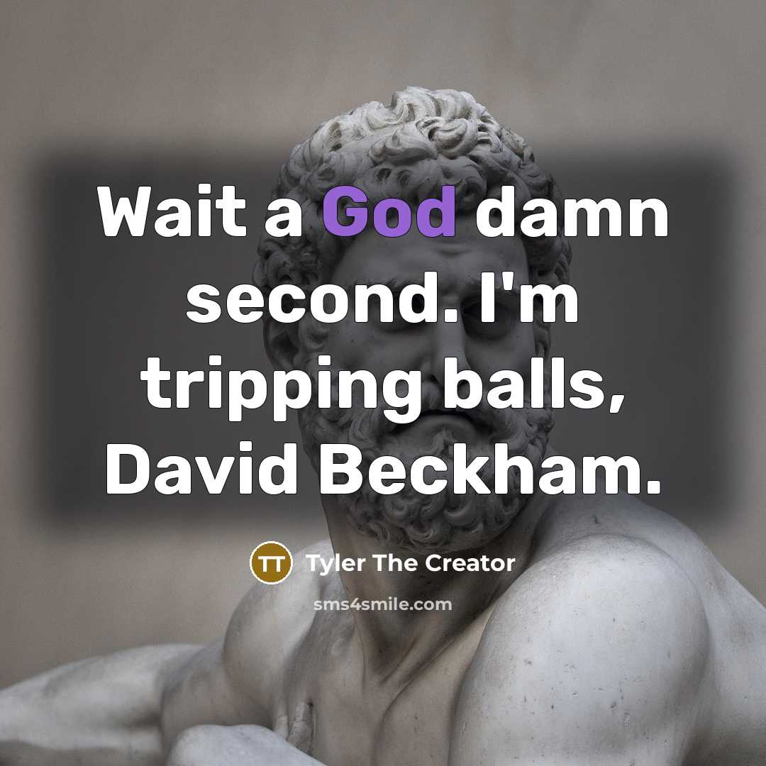 “Wait a God damn second. I'm tripping balls, David Beckham.” quote by Tyler The Creator