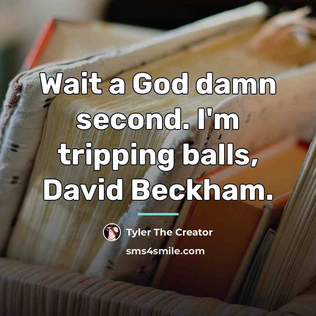 “Wait a God damn second. I'm tripping balls, David Beckham.…” quote by Tyler The Creator