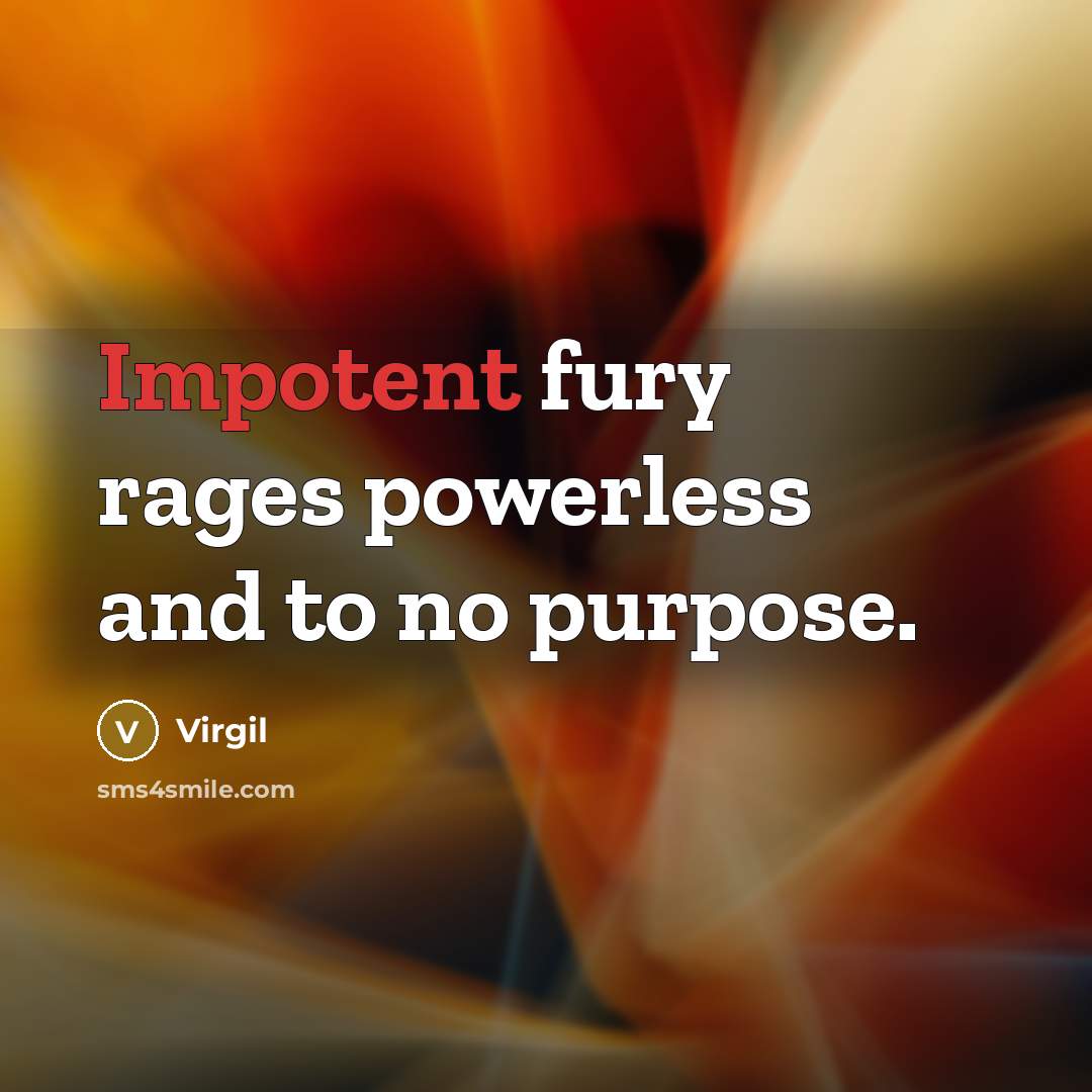 “Impotent fury rages powerless and to no purpose.…” quote by Virgil