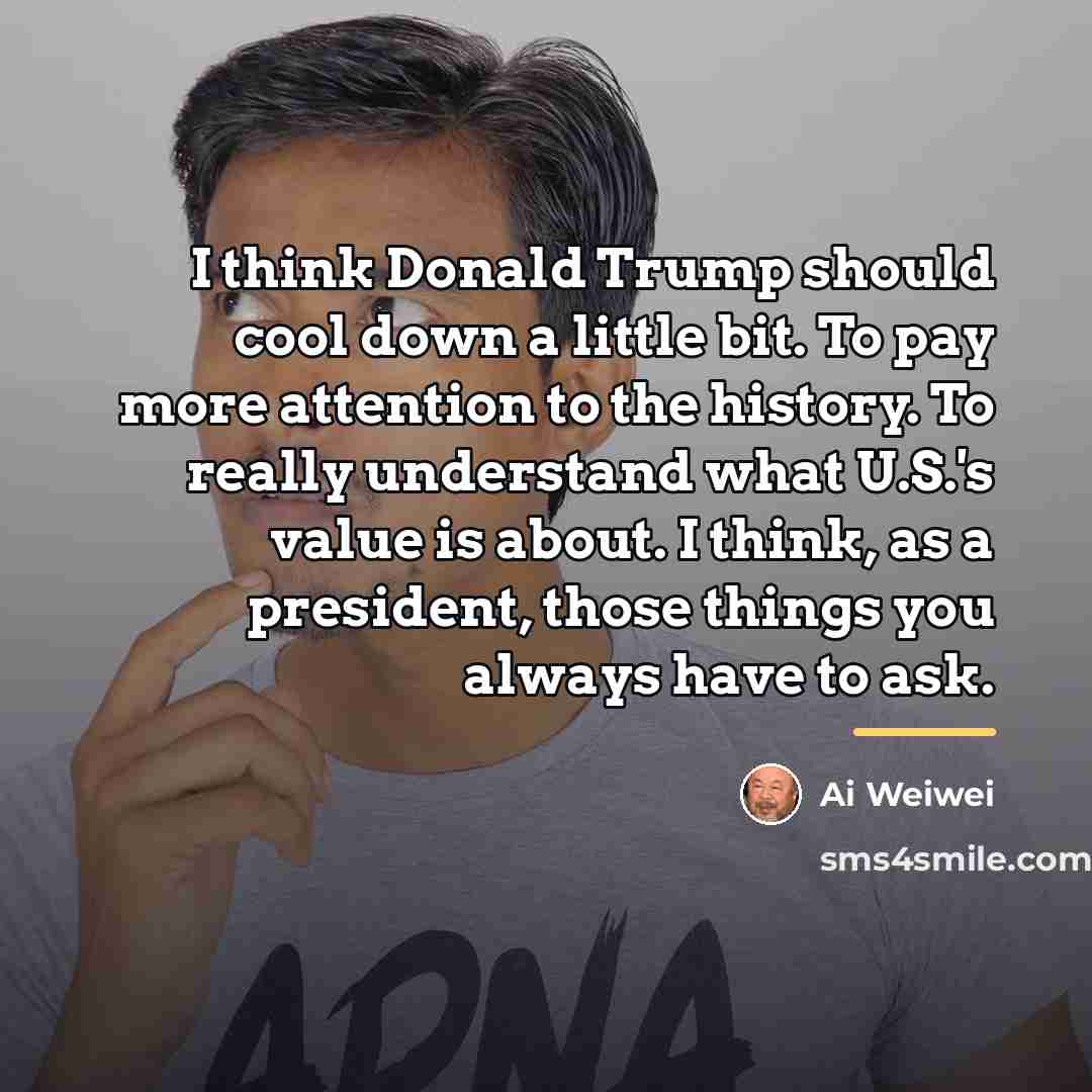 “I think Donald Trump should cool down a little bit.…” quote by Ai Weiwei