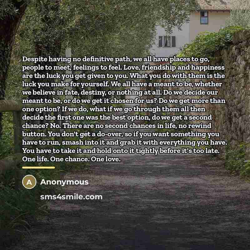 “Despite having no definitive path, we all have places to…” quote by Anonymous