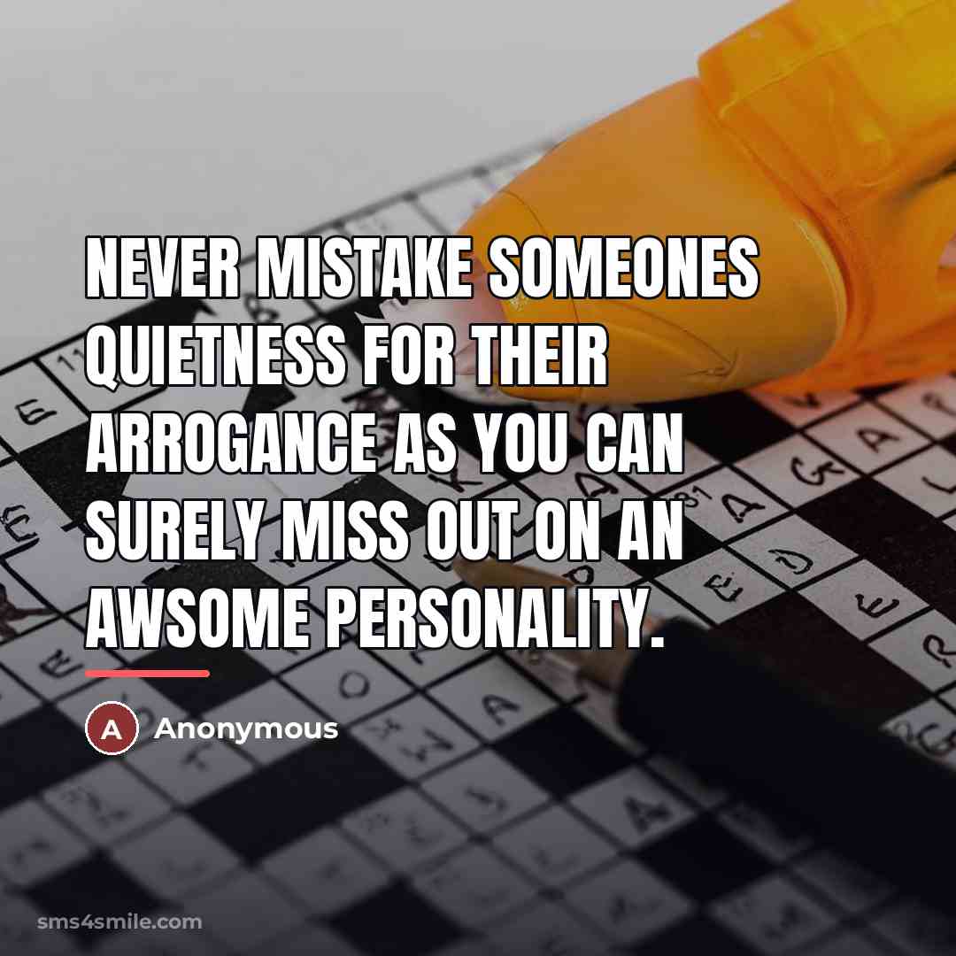 “Never mistake someones quietness for their arrogance as you can…” quote by Anonymous