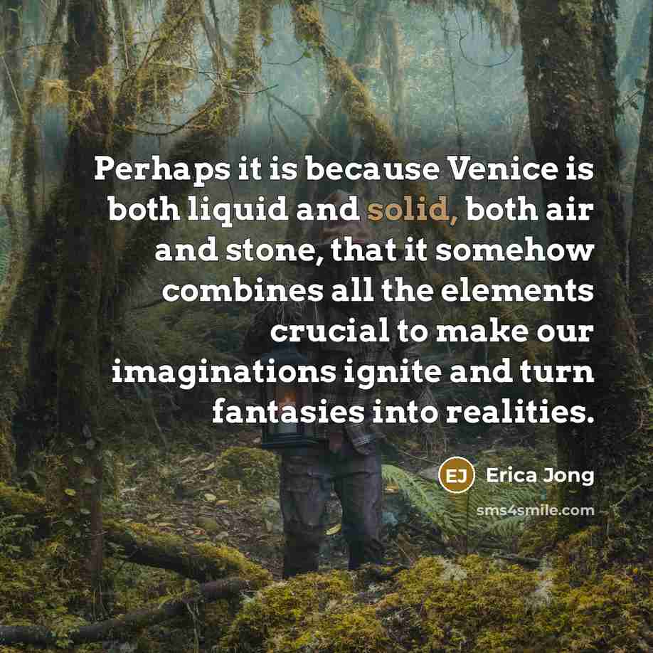 “Perhaps it is because Venice is both liquid and solid,…” quote by Erica Jong